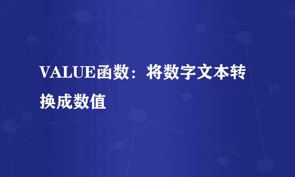 VALUE函数：将数字文本转换成数值