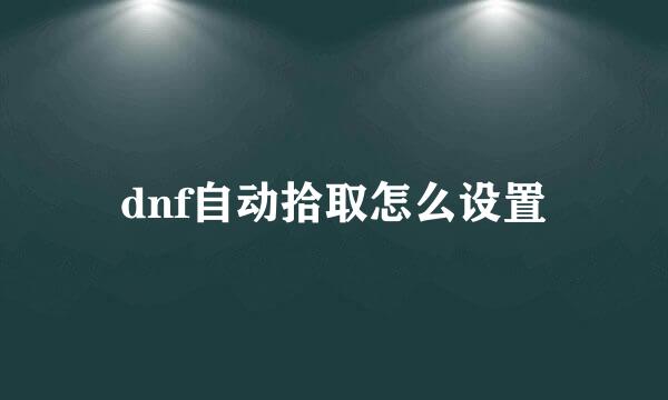 dnf自动拾取怎么设置