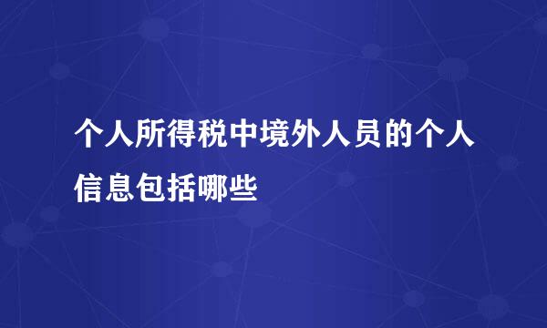 个人所得税中境外人员的个人信息包括哪些