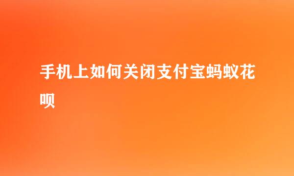手机上如何关闭支付宝蚂蚁花呗