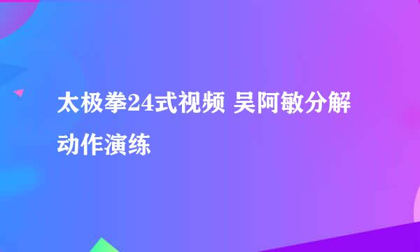 太极拳24式视频 吴阿敏分解动作演练