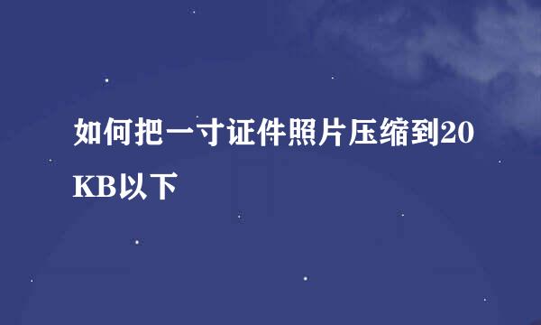 如何把一寸证件照片压缩到20KB以下