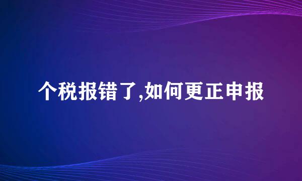 个税报错了,如何更正申报