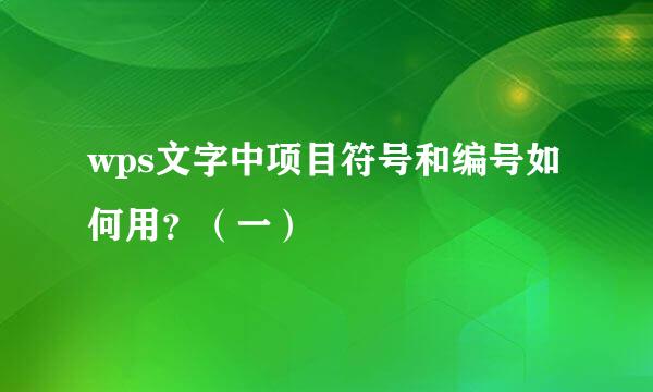 wps文字中项目符号和编号如何用？（一）