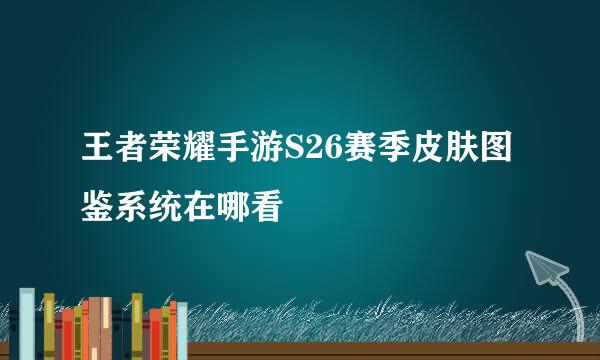 王者荣耀手游S26赛季皮肤图鉴系统在哪看