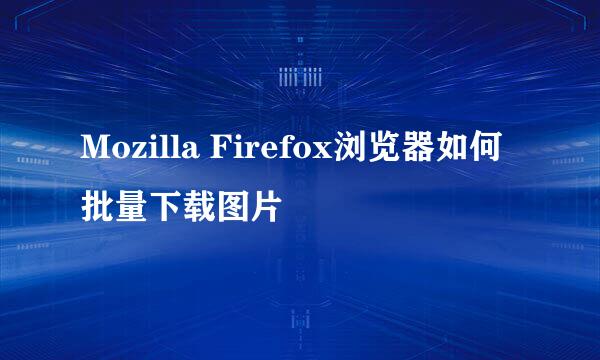 Mozilla Firefox浏览器如何批量下载图片