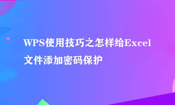 WPS使用技巧之怎样给Excel文件添加密码保护