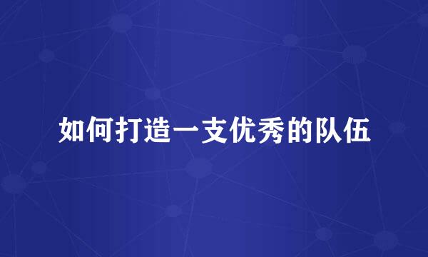 如何打造一支优秀的队伍