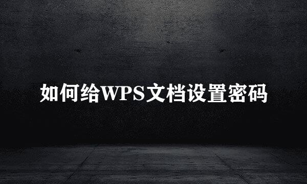 如何给WPS文档设置密码
