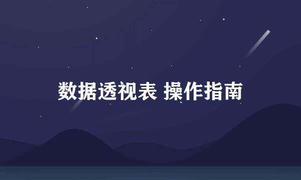 数据透视表 操作指南