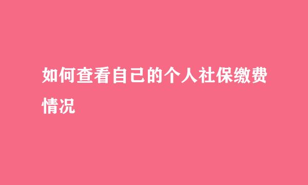 如何查看自己的个人社保缴费情况