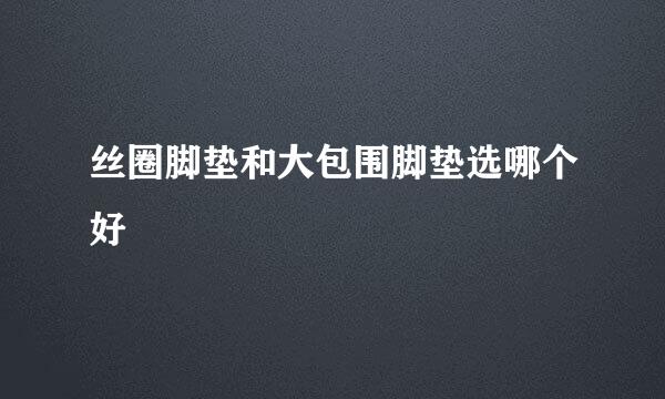 丝圈脚垫和大包围脚垫选哪个好