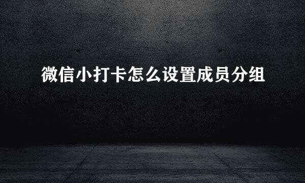 微信小打卡怎么设置成员分组