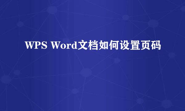WPS Word文档如何设置页码