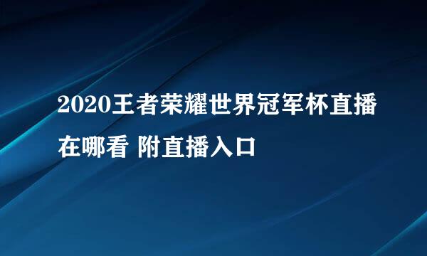 2020王者荣耀世界冠军杯直播在哪看 附直播入口