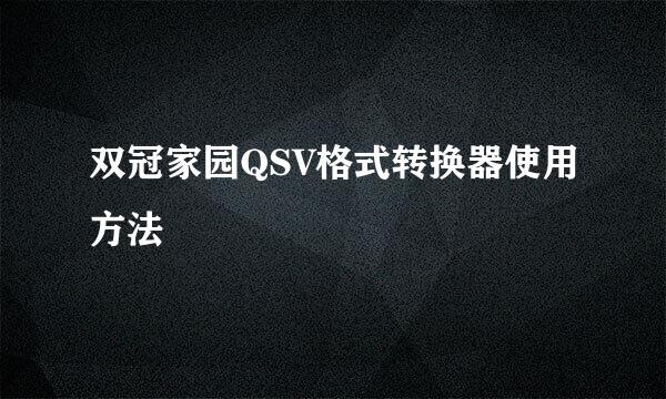 双冠家园QSV格式转换器使用方法