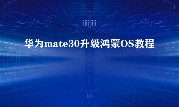 华为mate30升级鸿蒙OS教程