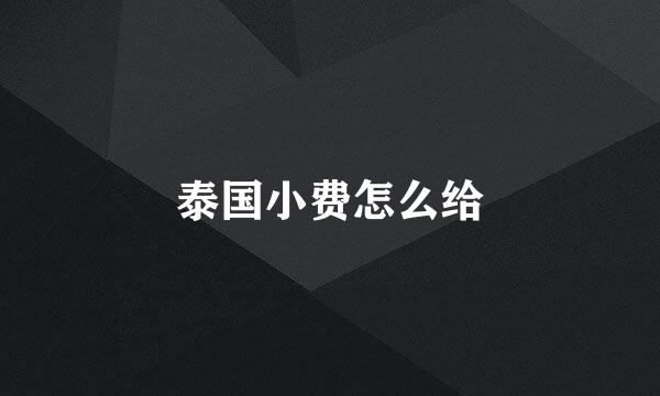 泰国小费怎么给