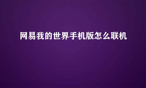 网易我的世界手机版怎么联机