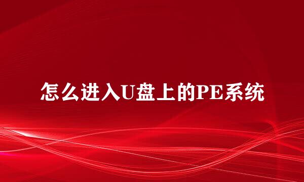 怎么进入U盘上的PE系统