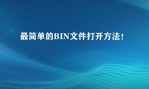 最简单的BIN文件打开方法！