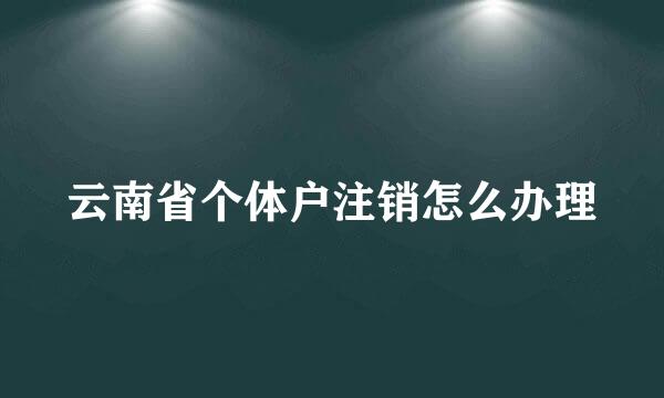 云南省个体户注销怎么办理