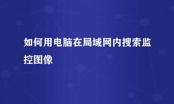 如何用电脑在局域网内搜索监控图像
