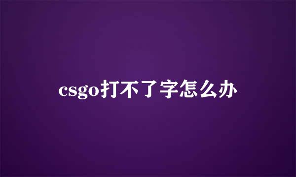 csgo打不了字怎么办
