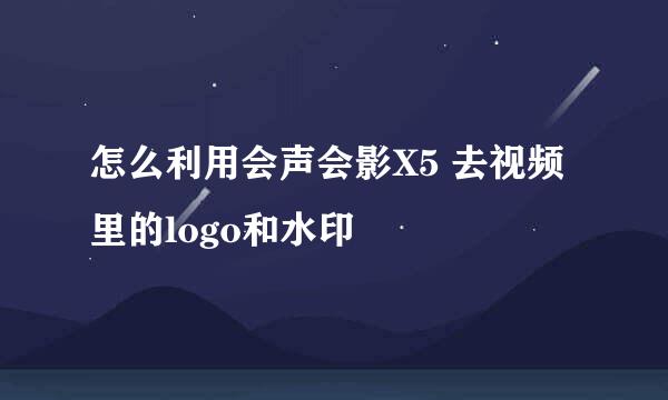 怎么利用会声会影X5 去视频里的logo和水印