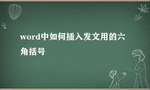 word中如何插入发文用的六角括号