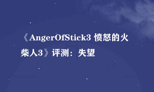 《AngerOfStick3 愤怒的火柴人3》评测：失望