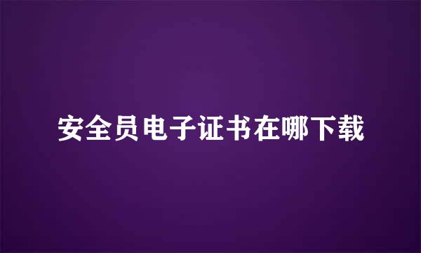 安全员电子证书在哪下载