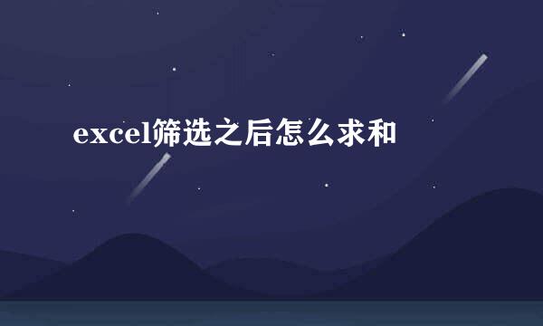 excel筛选之后怎么求和