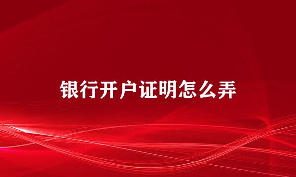 银行开户证明怎么弄