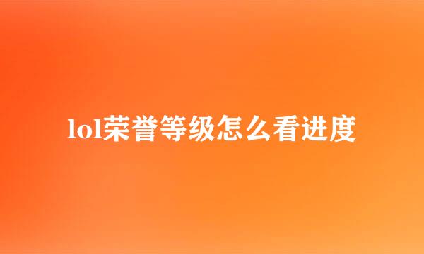 lol荣誉等级怎么看进度