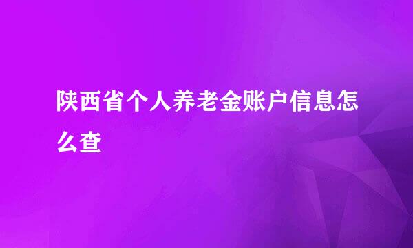 陕西省个人养老金账户信息怎么查