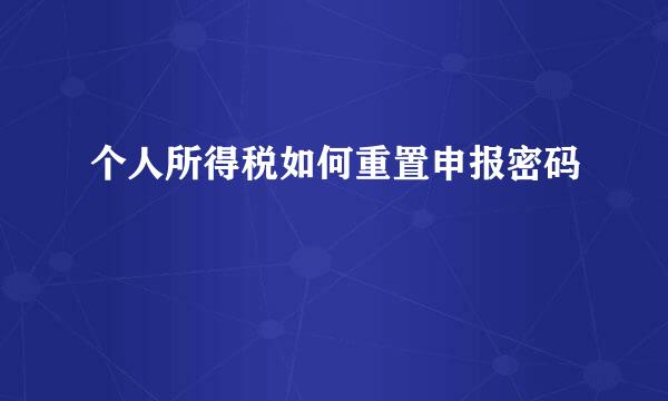 个人所得税如何重置申报密码