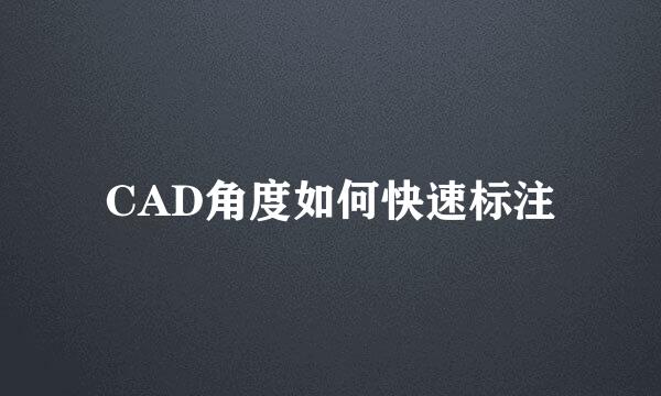CAD角度如何快速标注