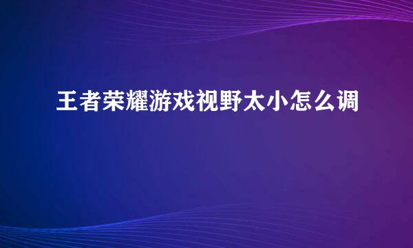 王者荣耀游戏视野太小怎么调