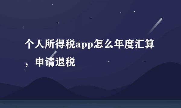 个人所得税app怎么年度汇算，申请退税