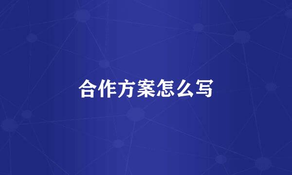 合作方案怎么写