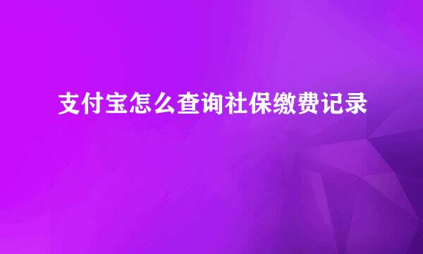 支付宝怎么查询社保缴费记录
