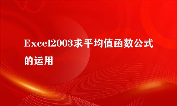 Excel2003求平均值函数公式的运用