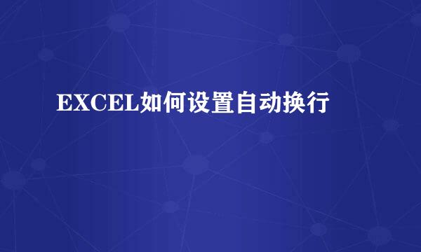 EXCEL如何设置自动换行