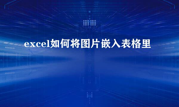 excel如何将图片嵌入表格里