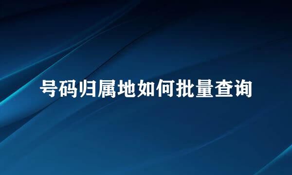 号码归属地如何批量查询