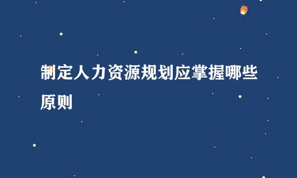 制定人力资源规划应掌握哪些原则