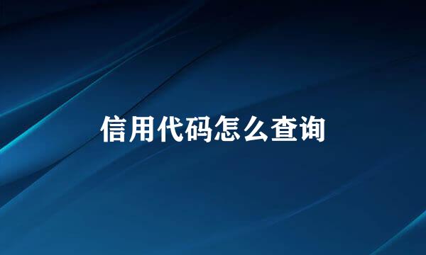 信用代码怎么查询