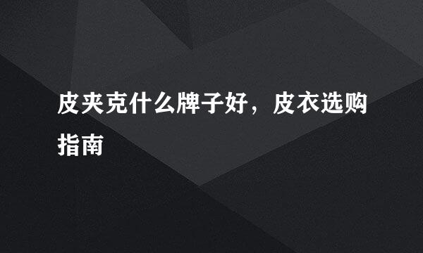 皮夹克什么牌子好，皮衣选购指南