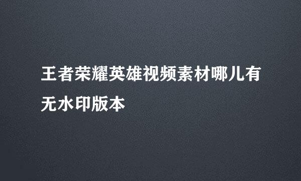 王者荣耀英雄视频素材哪儿有无水印版本